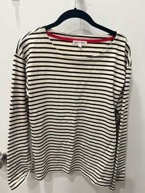 Alex Mill Cream and Black Striped Long Sleeve Tee